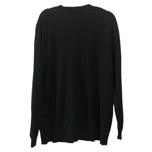 Tesla Mens V-Neck Cardigan Button Varsity Sweater Black Size Large - Picture 5 of 9